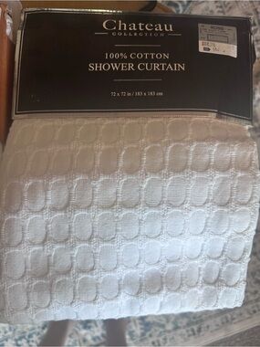 Chateau White Textured Cotton Shower Curtain